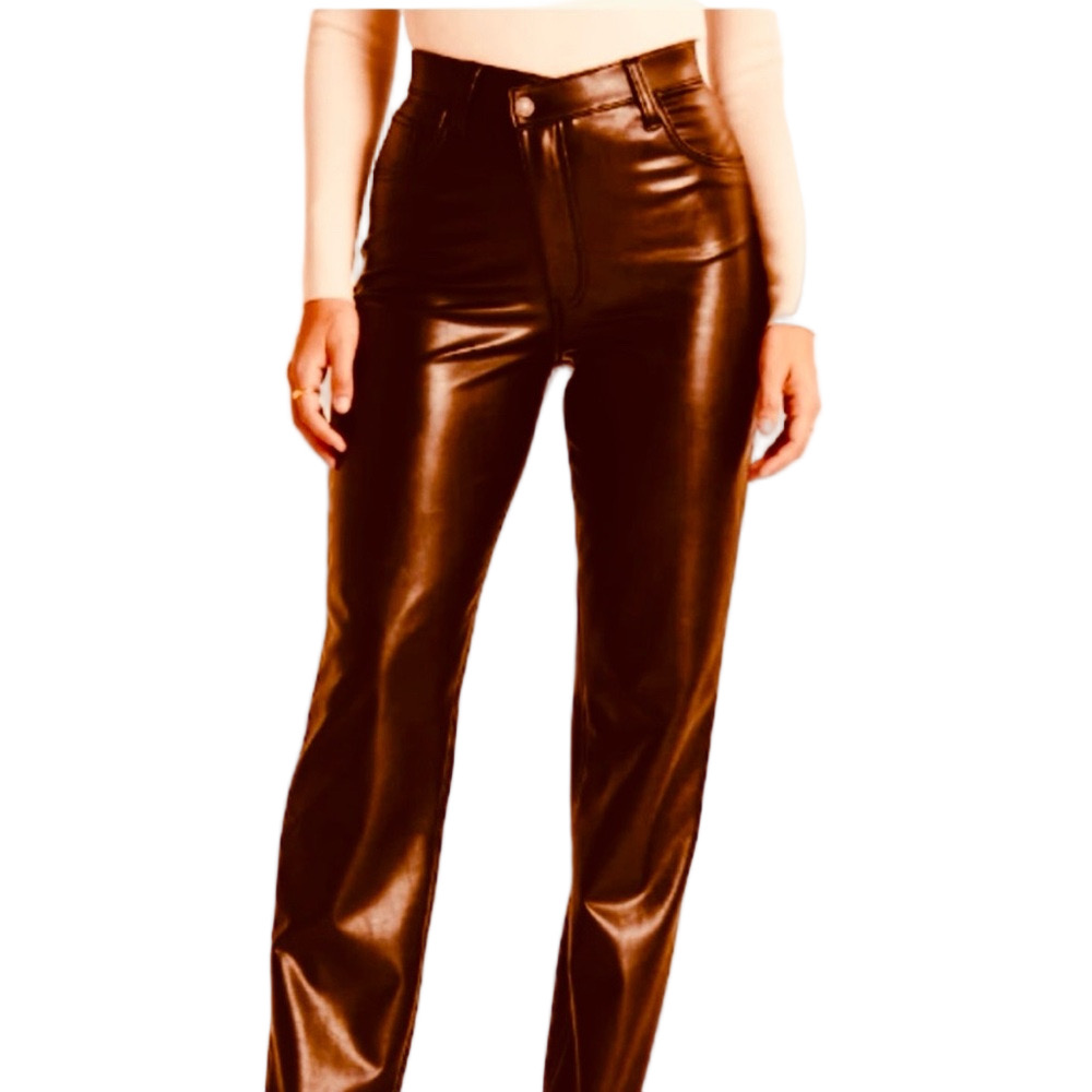 Abercrombie & Fitch Curve Faux Leather  90’s Straight Ultra High Rise 26 Maroon